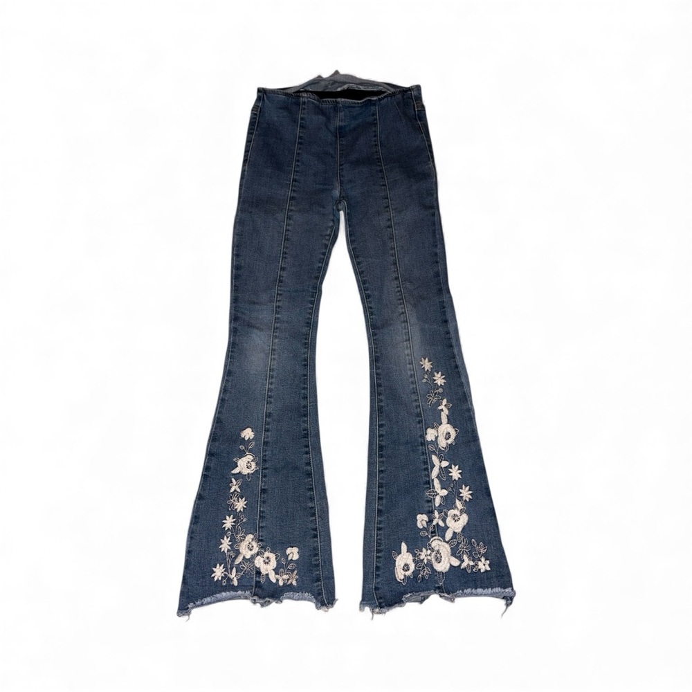 Chelsea & Violet Denim Floral Flare Jeans